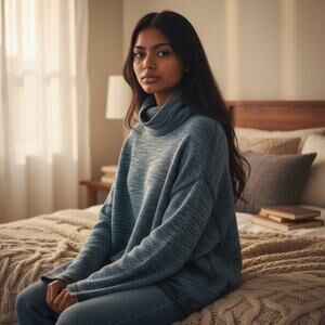 NWT Free People Turtleneck Blue Sweater